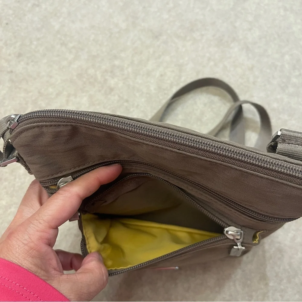 Baggallini Brown Portobello Zip Pocket Nylon Crossbody Bag